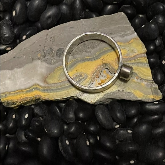 Native American Sterling Silver Blue Australian Opal Ring Stacker 8.5 Hammered - Picture 5 of 9